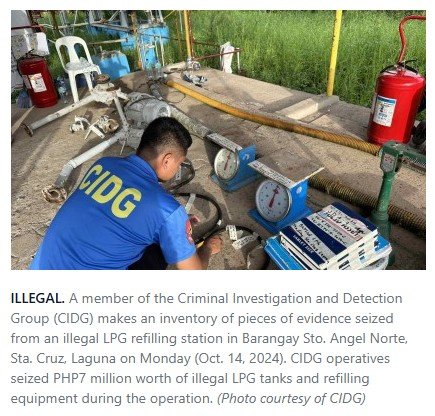 P7-M Illegal LPG Tanks, Refilling Equipment Seized in Laguna