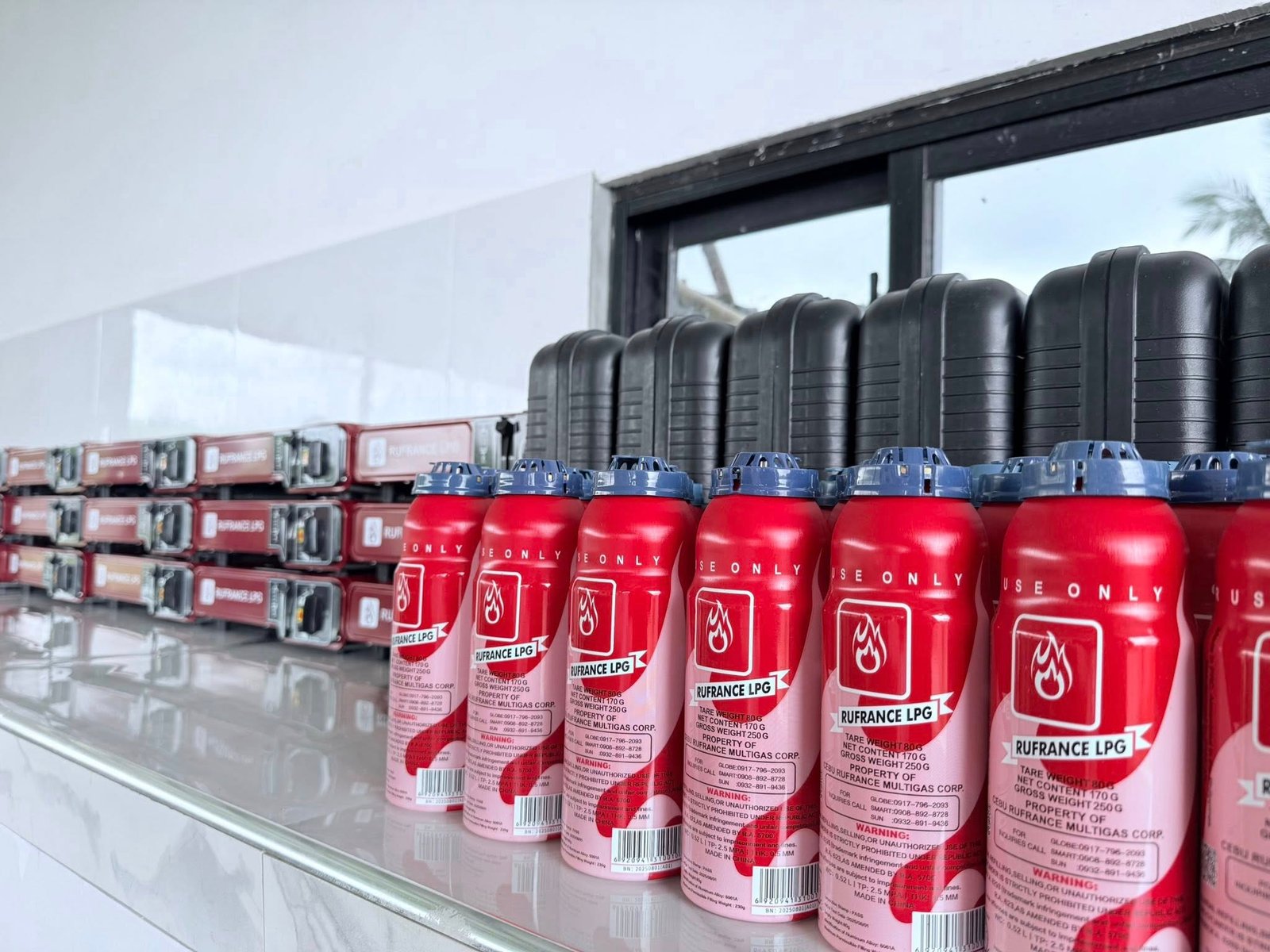 Rufrance LPG products displayed in storage area